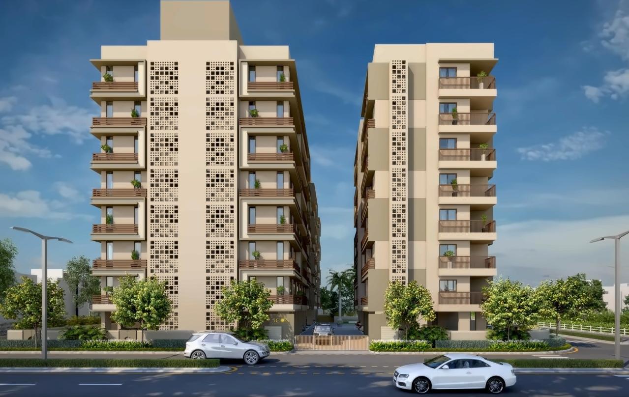 3D Elevation of real estate project Jaldeep Icon located at Makarba, Ahmedabad, Gujarat