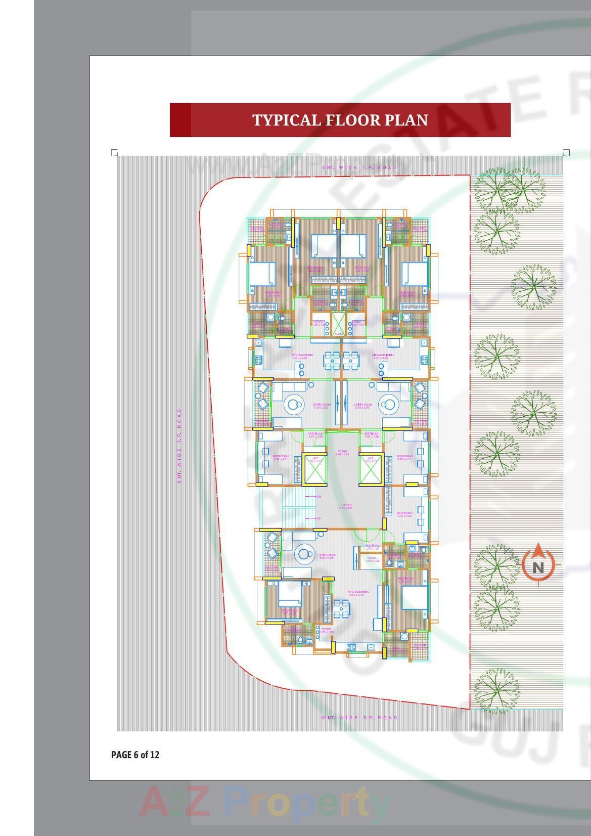 Layout of real estate project Kadamb Apartment located at Memnagar, Ahmedabad, Gujarat