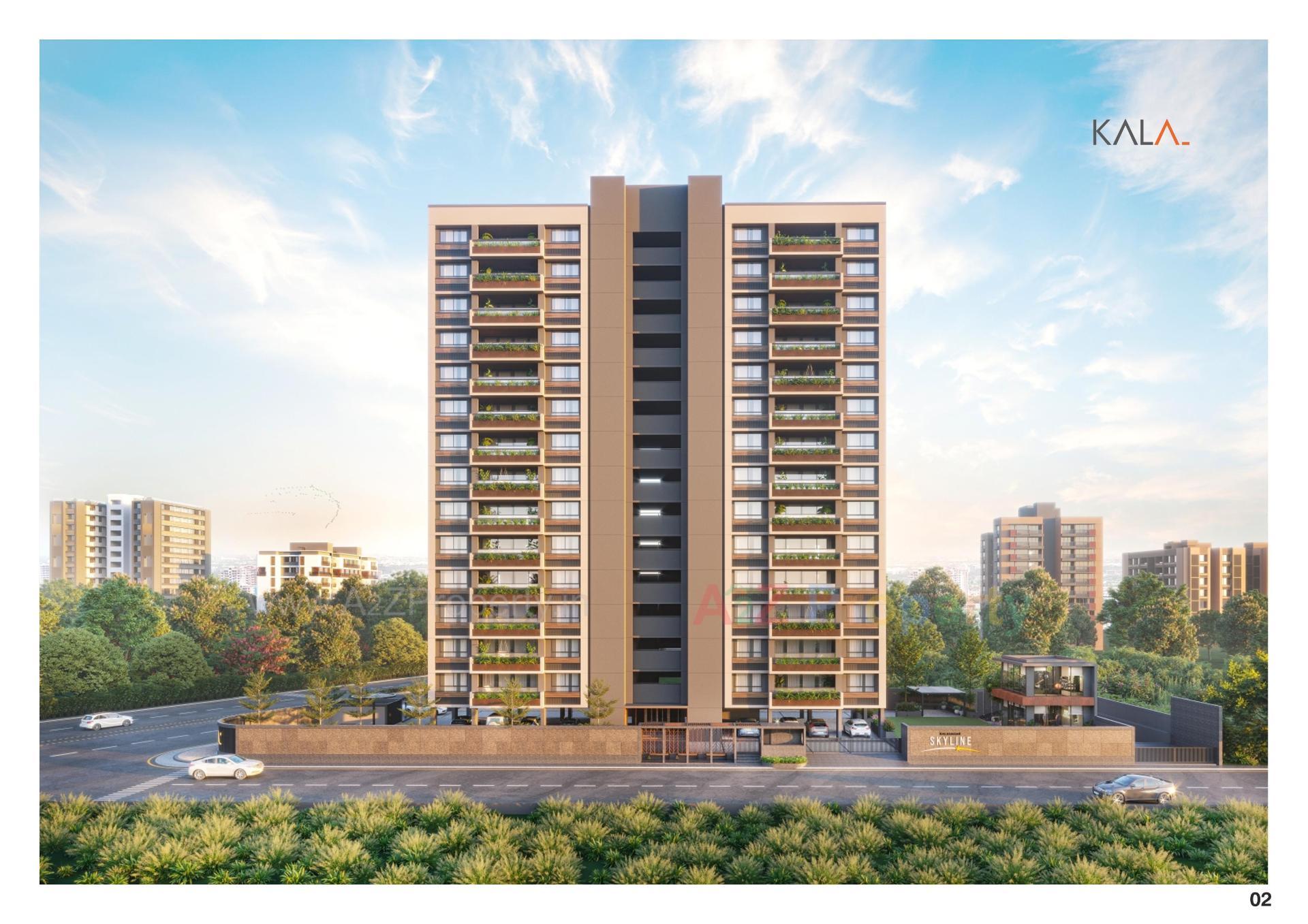 3D Elevation of real estate project Kalasagar Skyline located at Shahibaug, Ahmedabad, Gujarat
