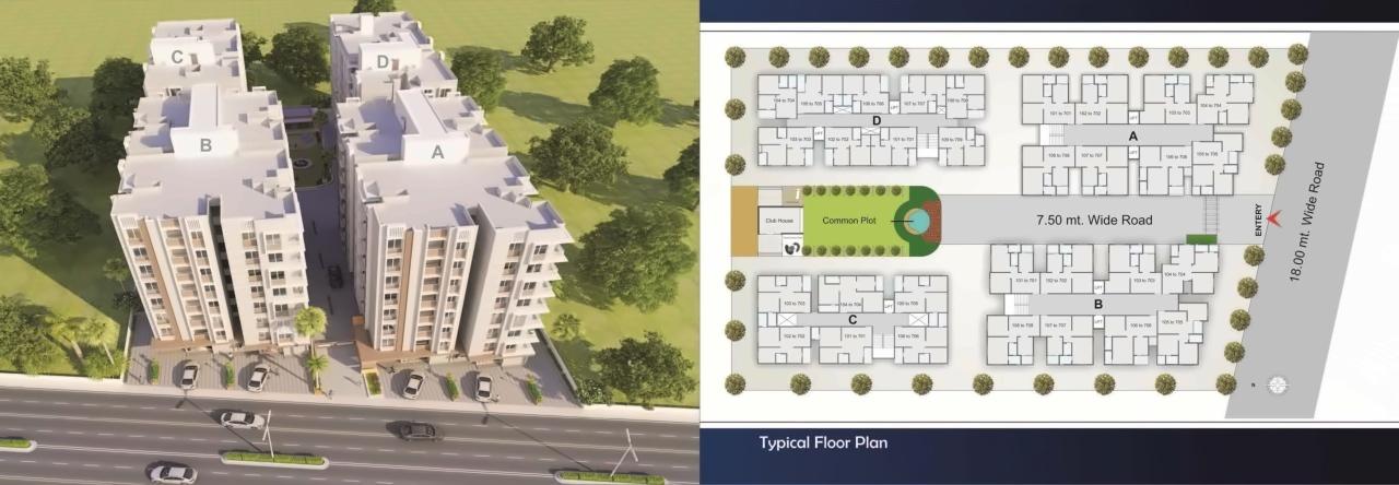 Layout of real estate project Kalash Enclave located at City, Ahmedabad, Gujarat