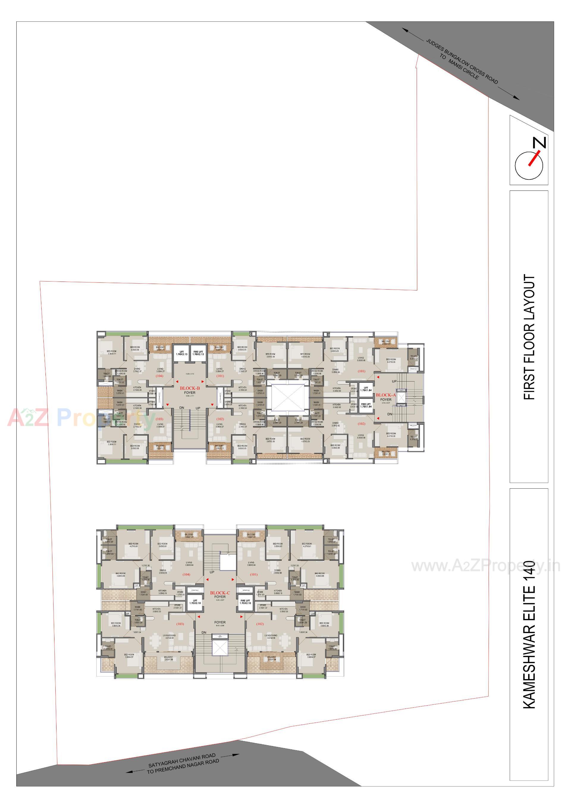 Layout of real estate project Kameshwar Elite 140 located at Bodakdev, Ahmedabad, Gujarat