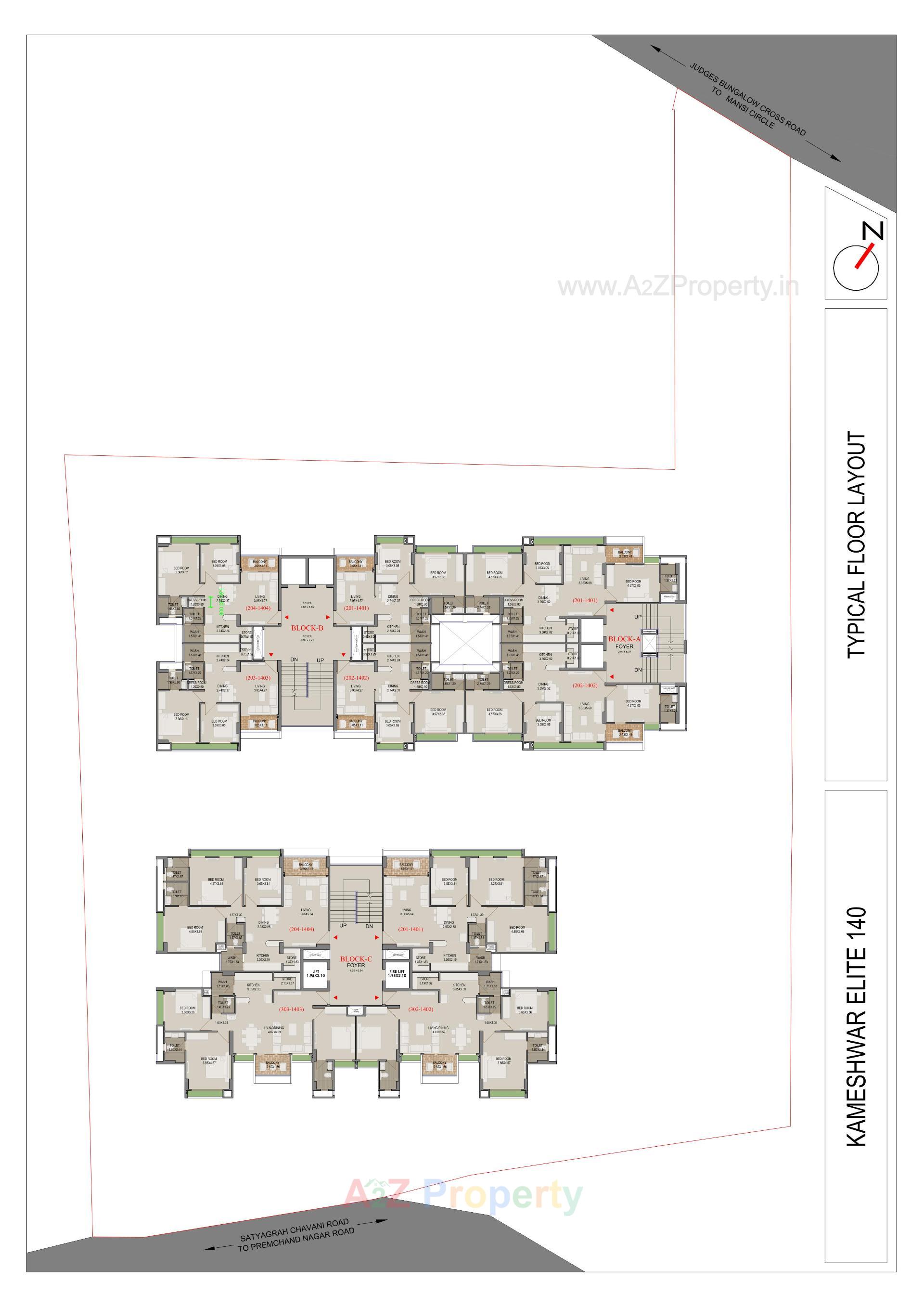 Layout of real estate project Kameshwar Elite 140 located at Bodakdev, Ahmedabad, Gujarat