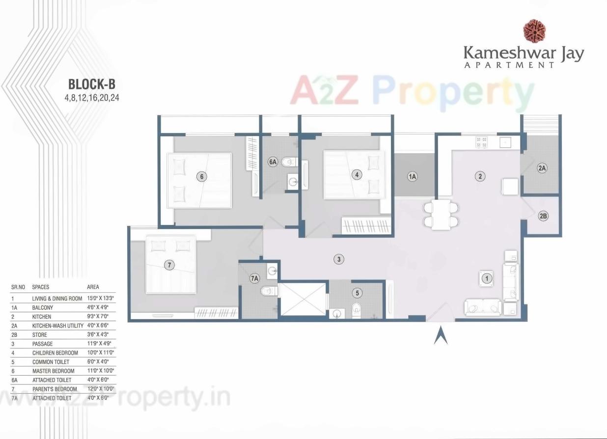 Layout of real estate project Kameshwar Jay Apartment located at Ahmedabad, Ahmedabad, Gujarat