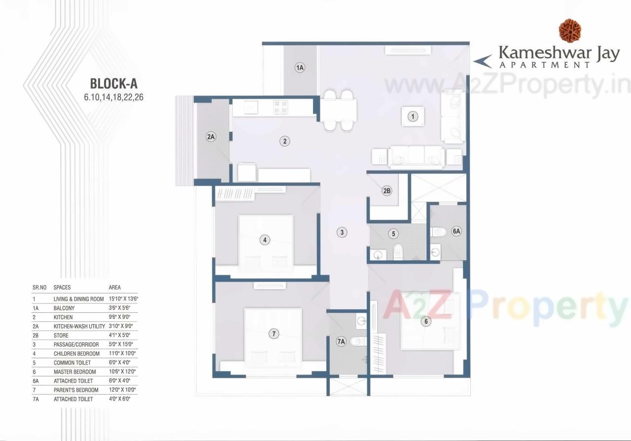 Layout of real estate project Kameshwar Jay Apartment located at Ahmedabad, Ahmedabad, Gujarat
