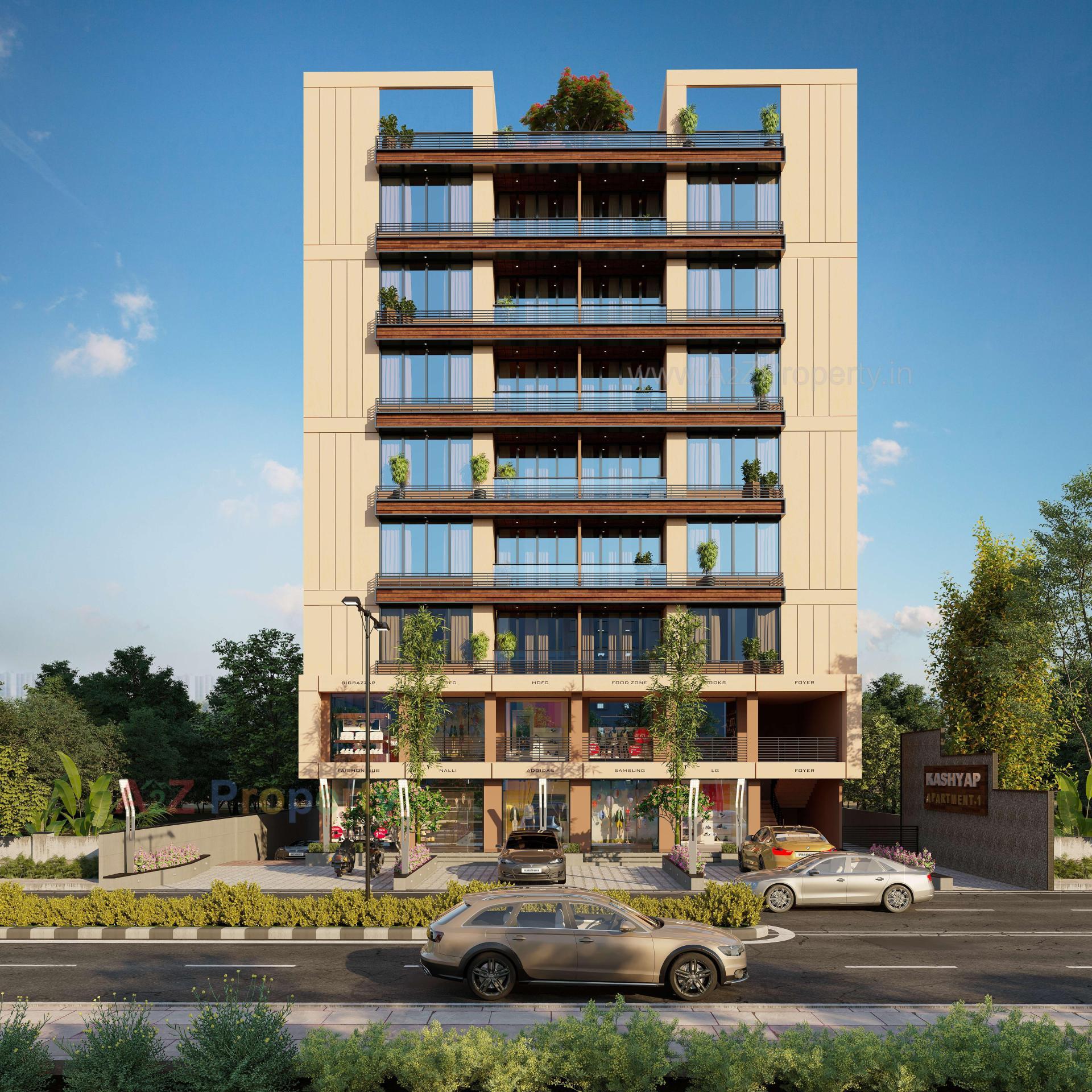 3D Elevation of real estate project Kashyap Apartment Vibhag located at Rajpur--hirpur, Ahmedabad, Gujarat