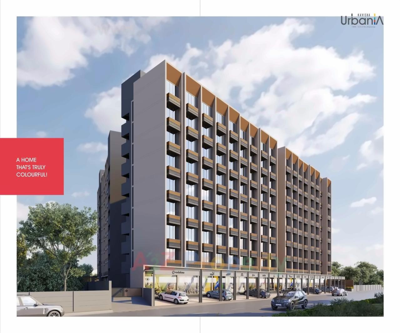 3D Elevation of real estate project Kavisha Urbania located at Ghuma, Ahmedabad, Gujarat