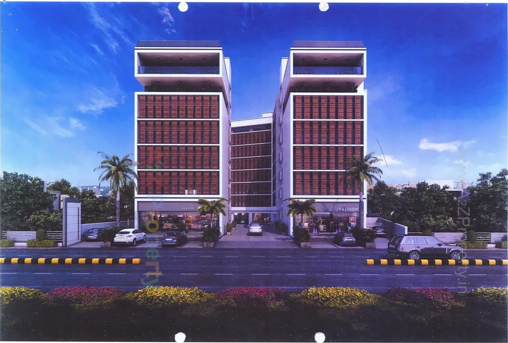 3D Elevation of real estate project Krish Rudrax Projects located at Thaltej, Ahmedabad, Gujarat