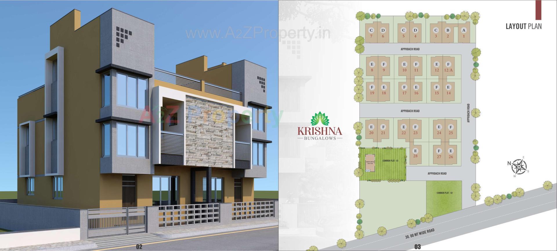 Layout of real estate project Krishna Bunglows located at Bareja, Ahmedabad, Gujarat
