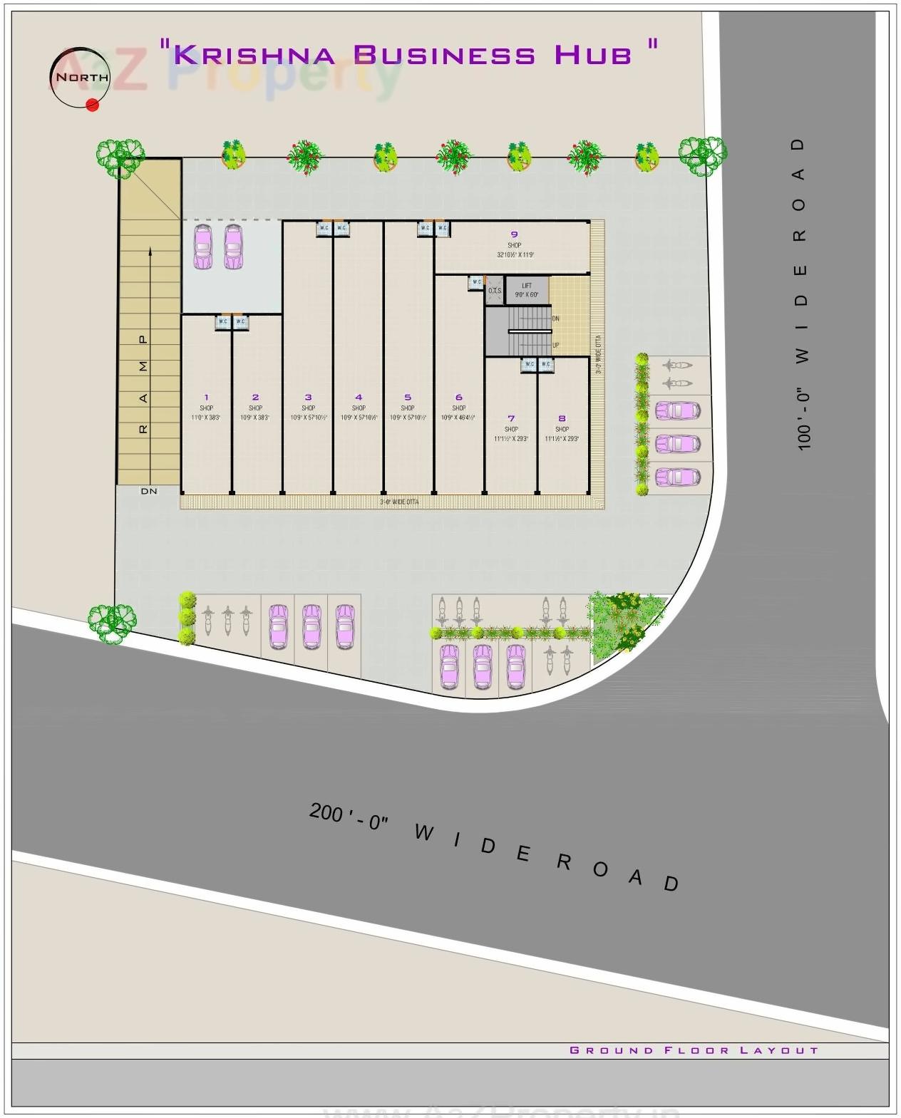 Layout of real estate project Krishna Business Hub located at Vinzol, Ahmedabad, Gujarat
