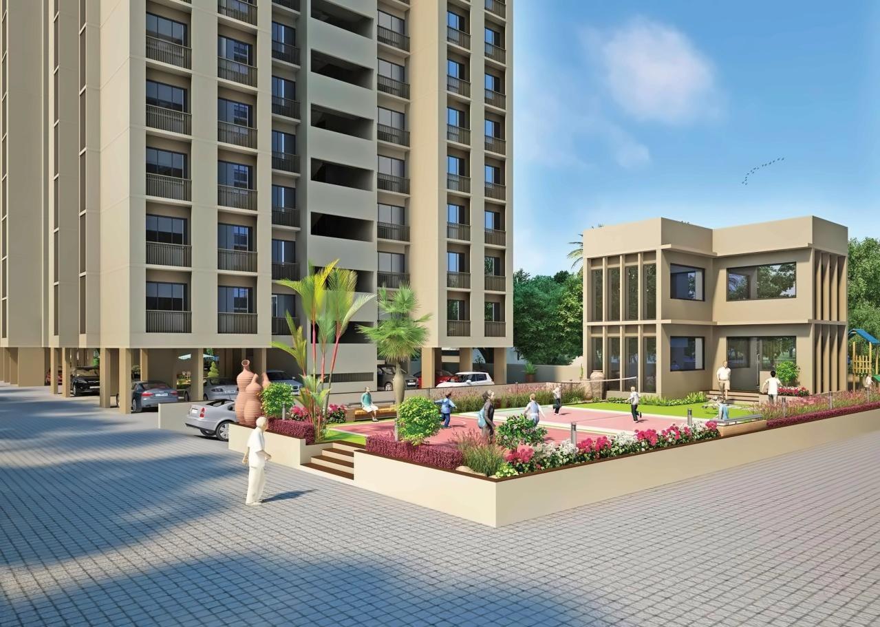 3D Elevation of real estate project Krupal Bachpan located at Shela, Ahmedabad, Gujarat