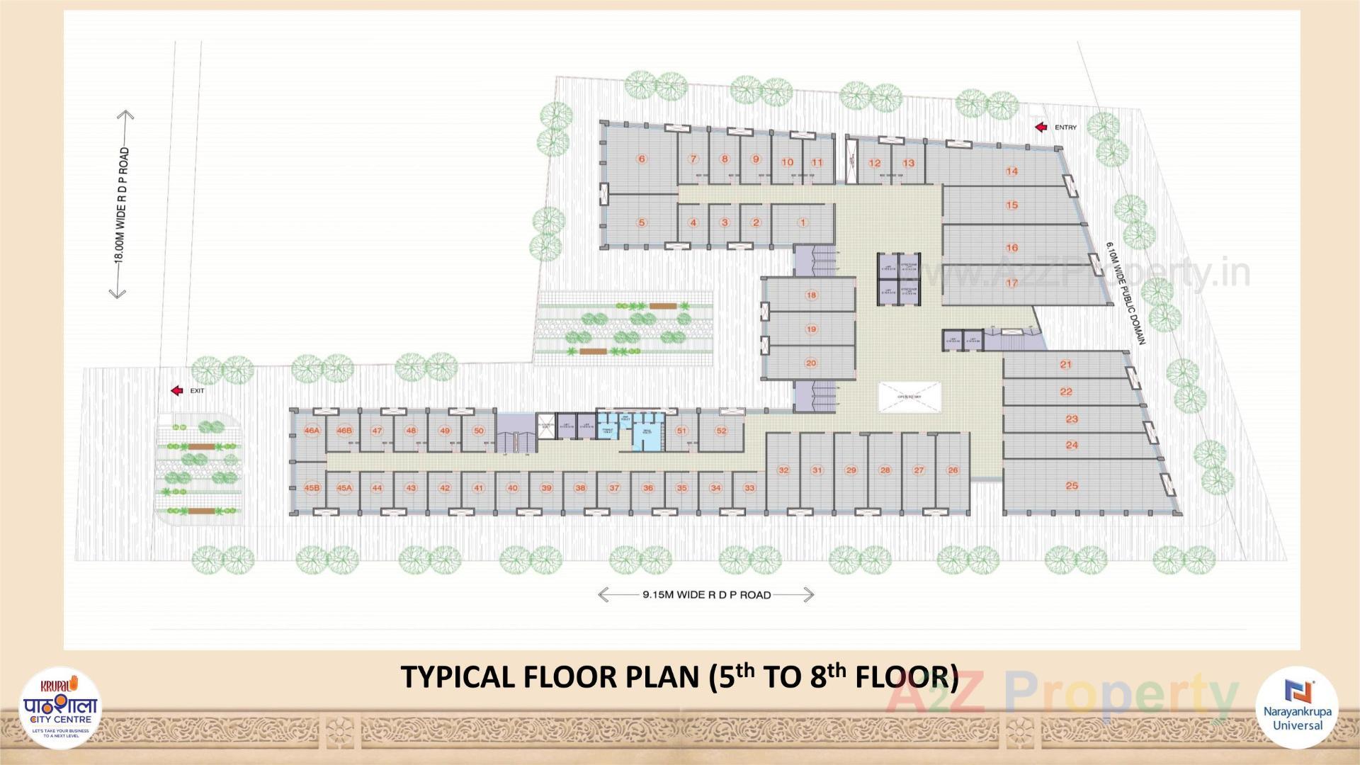 Layout of real estate project Krupal Pathshala City Centre located at Changispur, Ahmedabad, Gujarat
