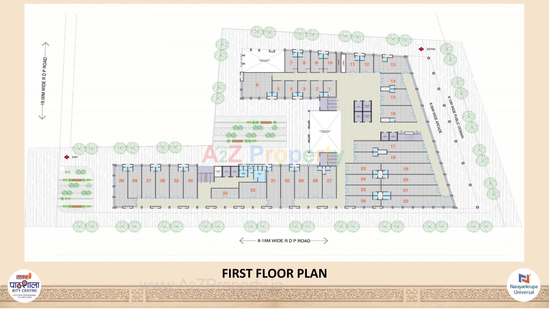 Layout of real estate project Krupal Pathshala City Centre located at Changispur, Ahmedabad, Gujarat