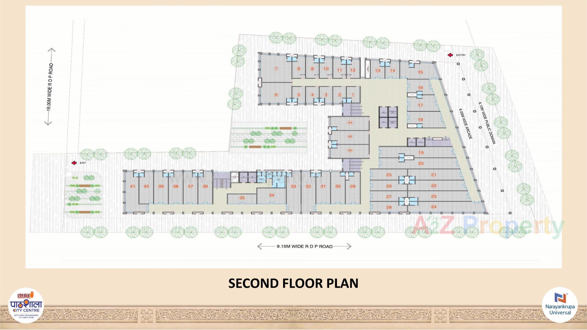 Layout of real estate project Krupal Pathshala City Centre located at Changispur, Ahmedabad, Gujarat