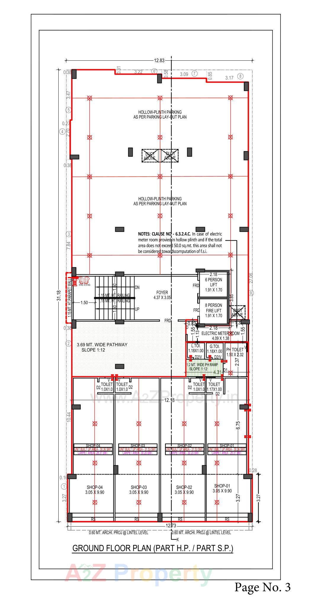Layout of real estate project Kushal Apartment located at Vastrapur , Ahmedabad, Gujarat