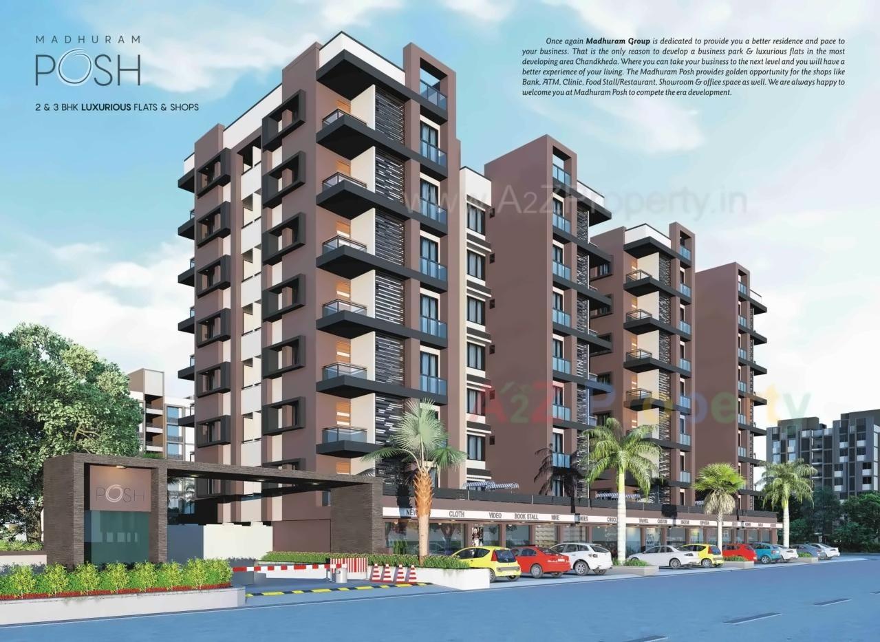 3D Elevation of real estate project Madhuram Posh located at Chandkheda, Ahmedabad, Gujarat