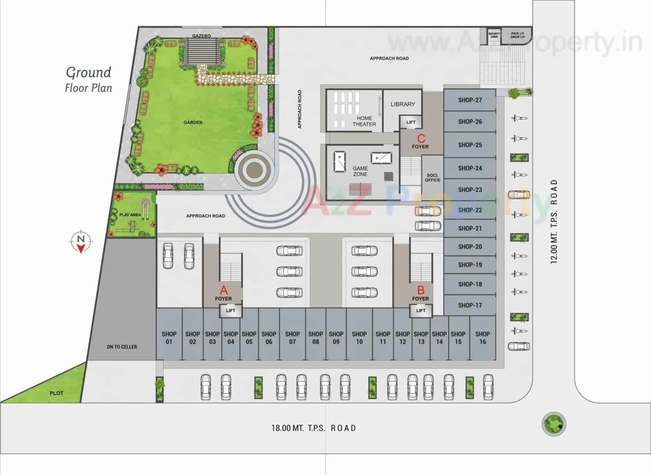 Layout of real estate project Madhuram Posh located at Chandkheda, Ahmedabad, Gujarat