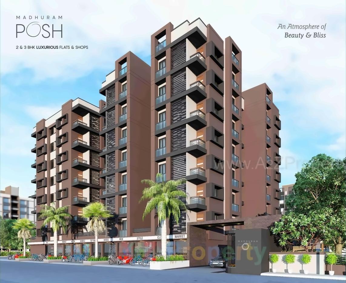 3D Elevation of real estate project Madhuram Posh located at Chandkheda, Ahmedabad, Gujarat