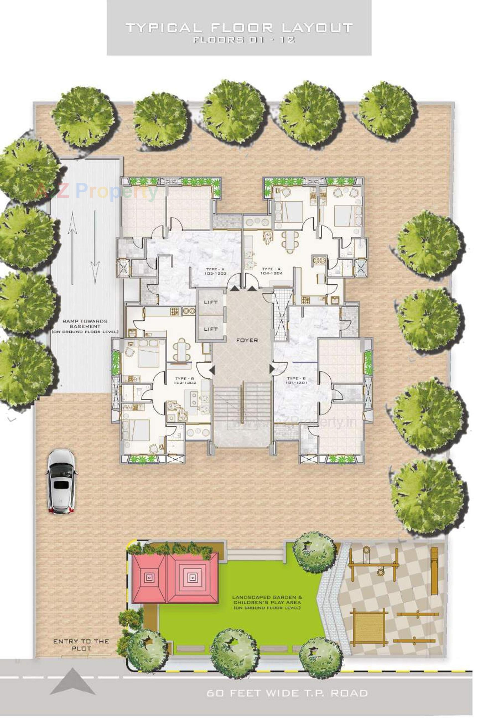 Layout of real estate project Maitri Tower located at Motera, Ahmedabad, Gujarat