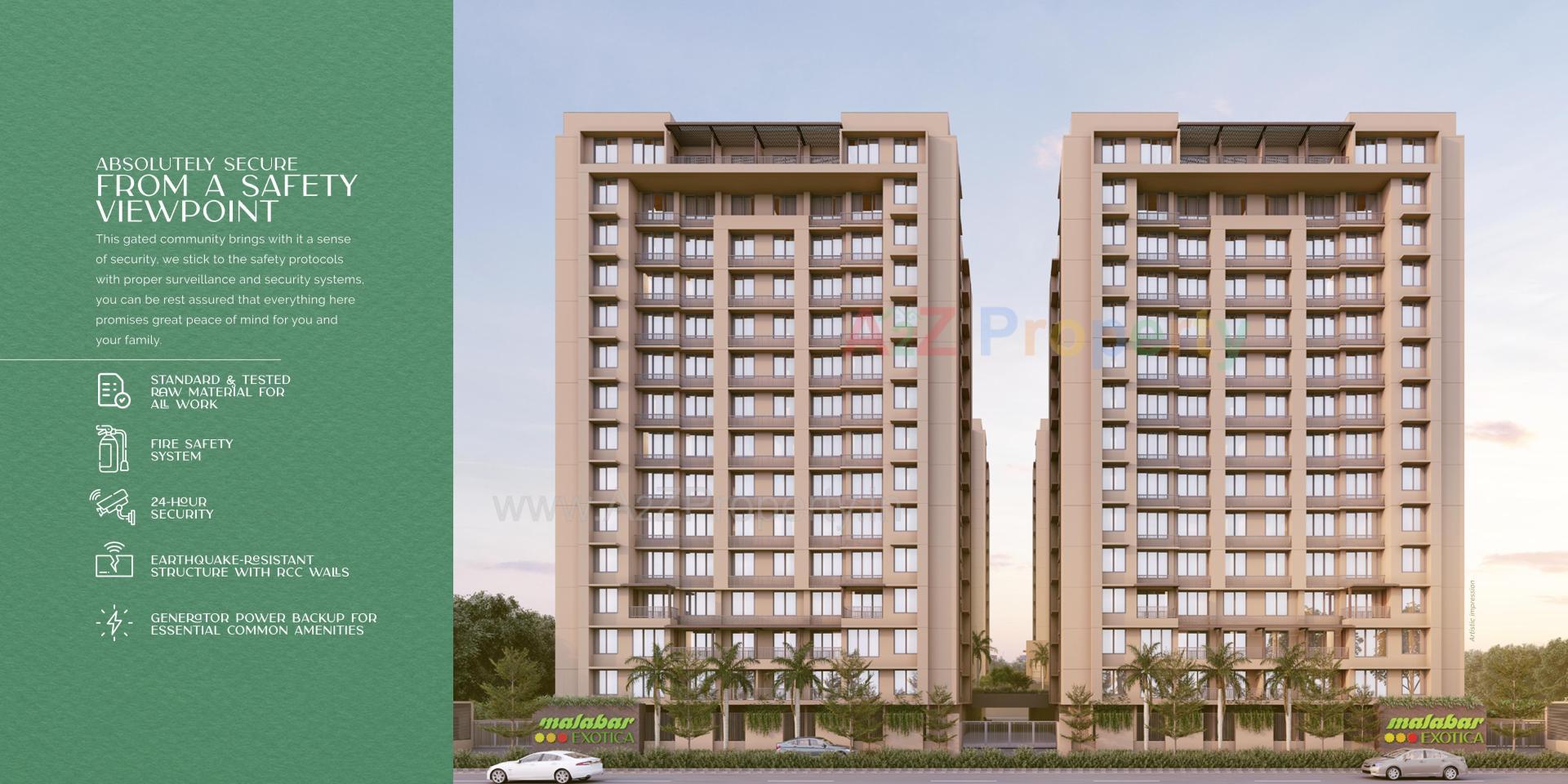 3D Elevation of real estate project Malabar Exotica located at Tragad, Ahmedabad, Gujarat