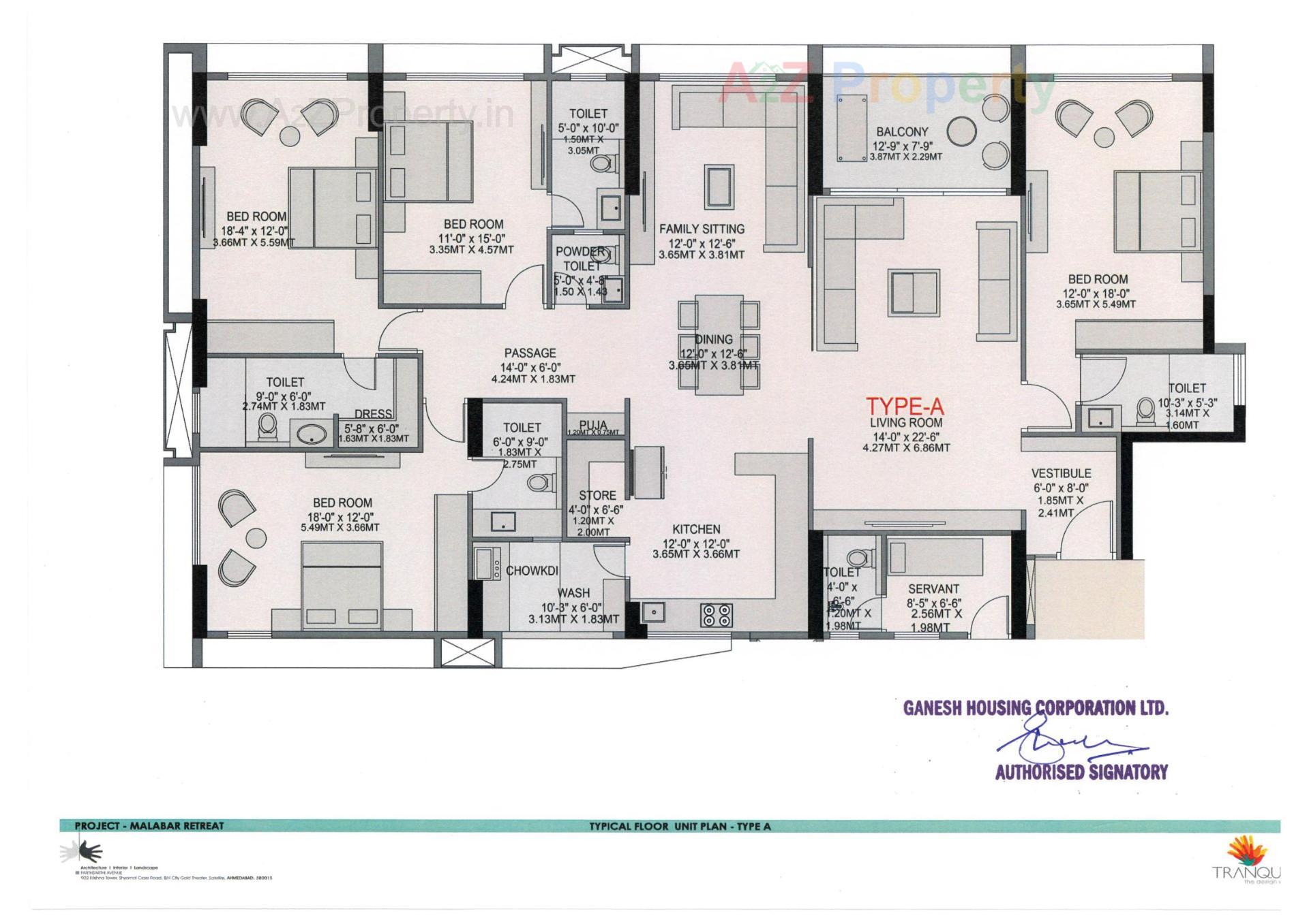 Layout of real estate project Malabar Retreat located at Chharodi, Ahmedabad, Gujarat