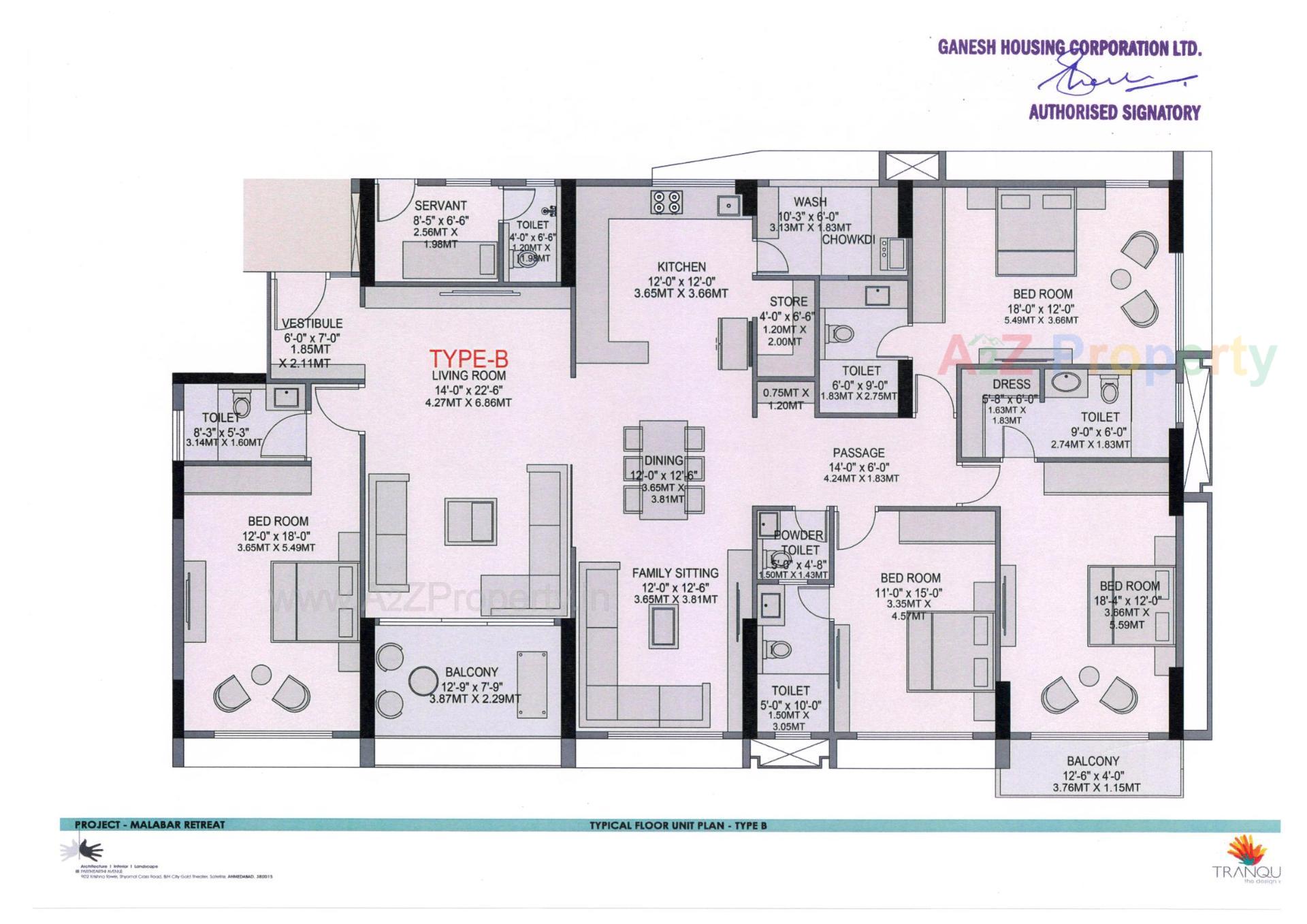 Layout of real estate project Malabar Retreat located at Chharodi, Ahmedabad, Gujarat