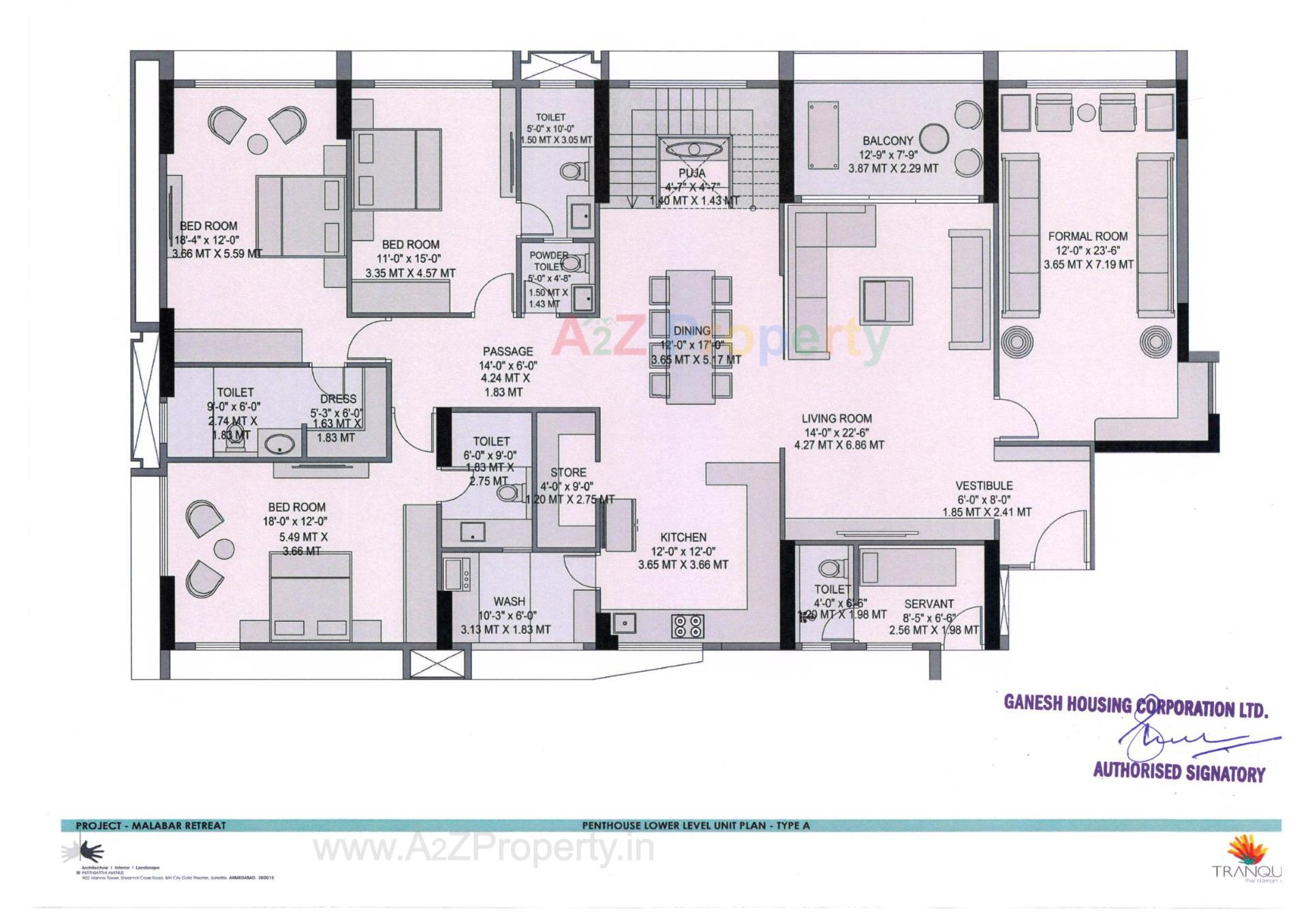 Layout of real estate project Malabar Retreat located at Chharodi, Ahmedabad, Gujarat