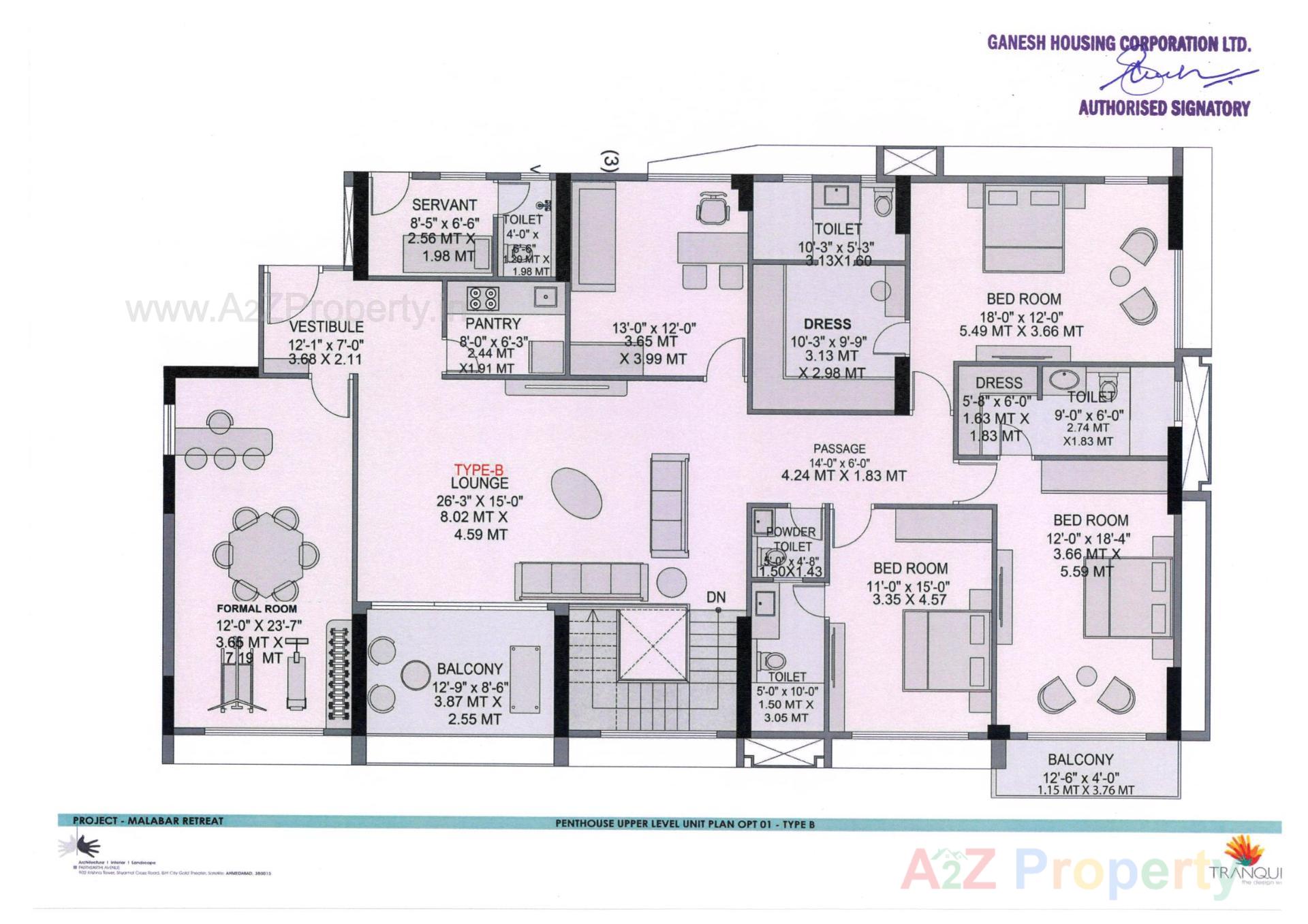 Layout of real estate project Malabar Retreat located at Chharodi, Ahmedabad, Gujarat