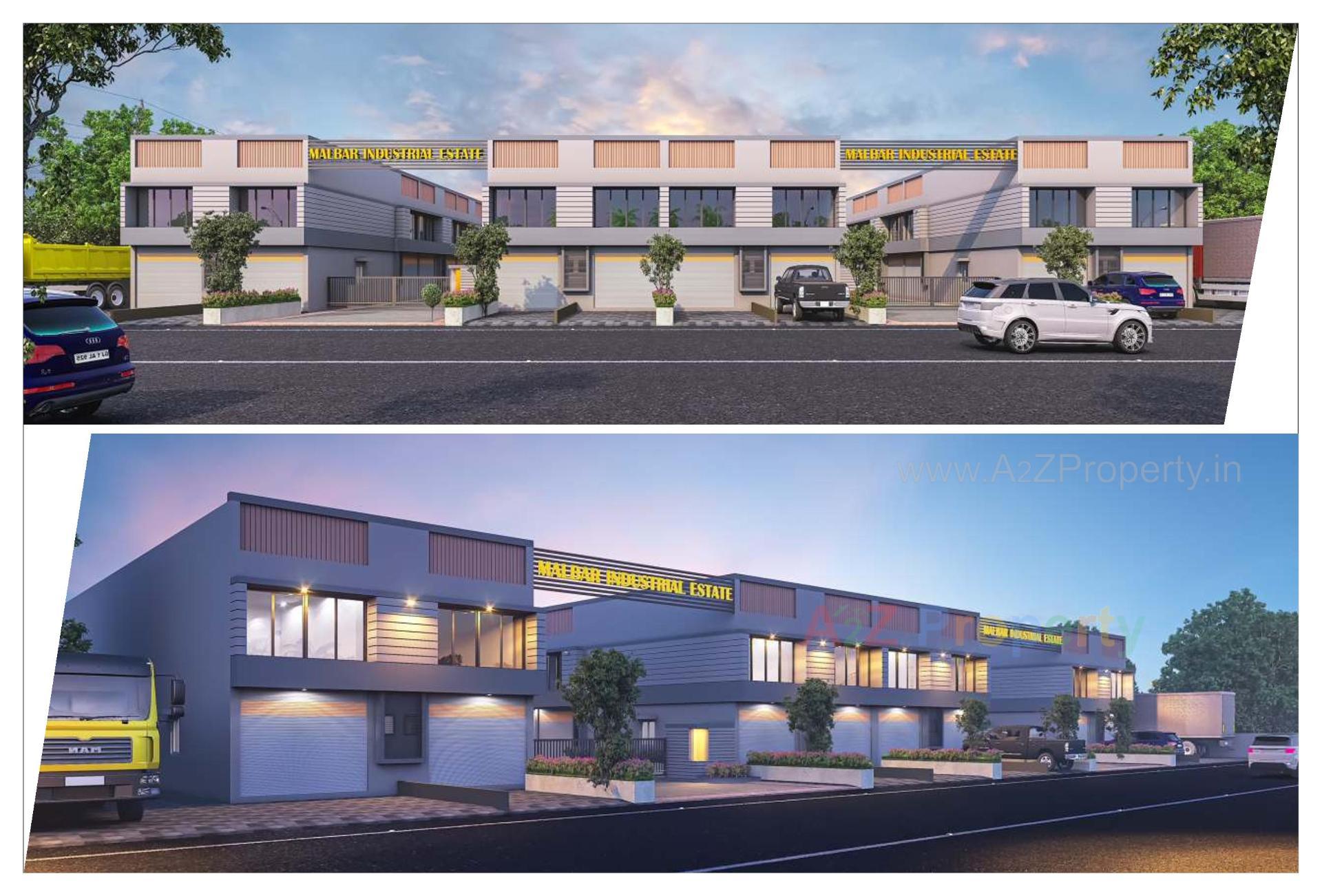 3D Elevation of real estate project Malbar Industrial Estate located at Kathwada, Ahmedabad, Gujarat