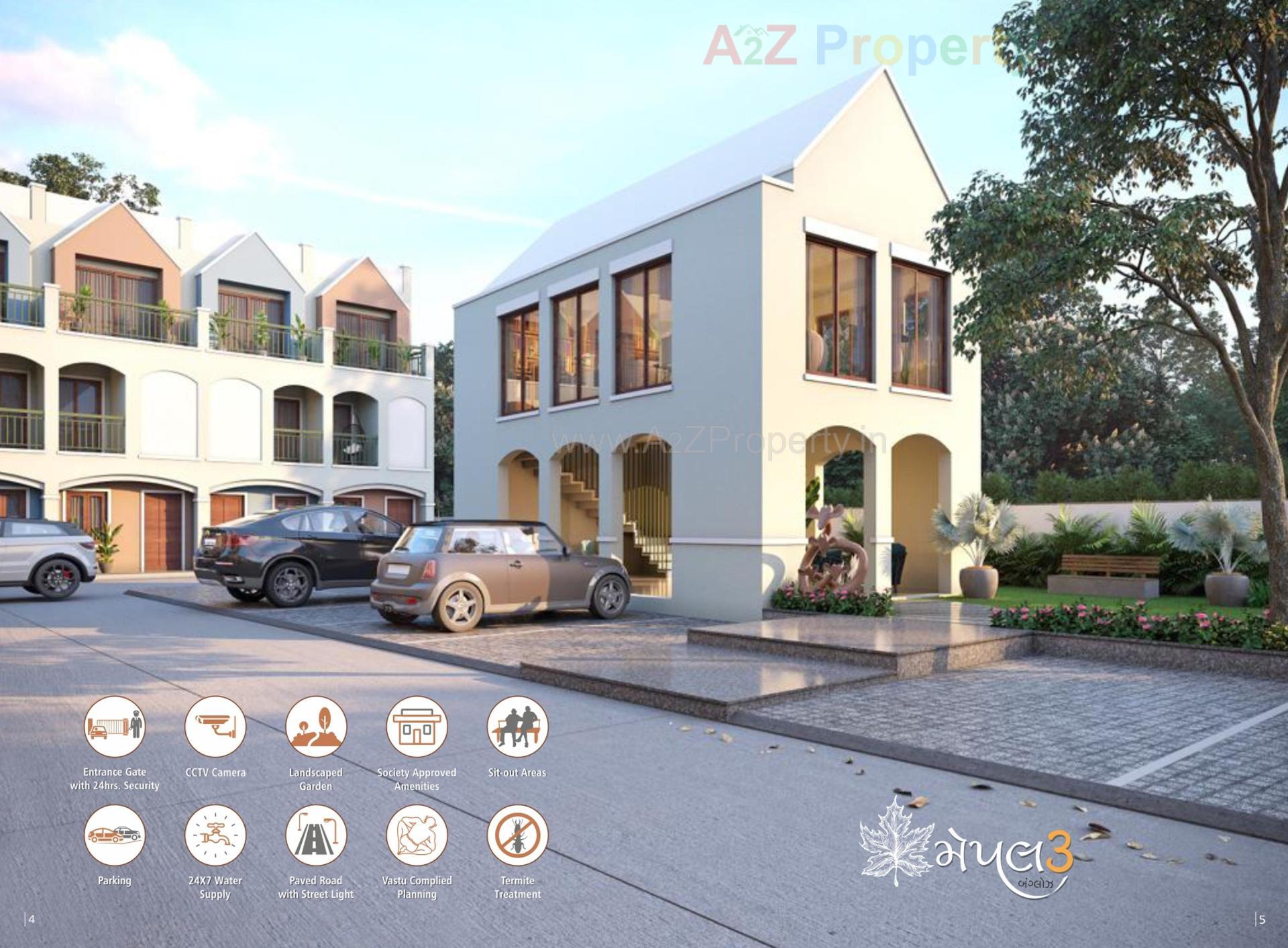 3D Elevation of real estate project Maple Bunglows located at Lambha, Ahmedabad, Gujarat