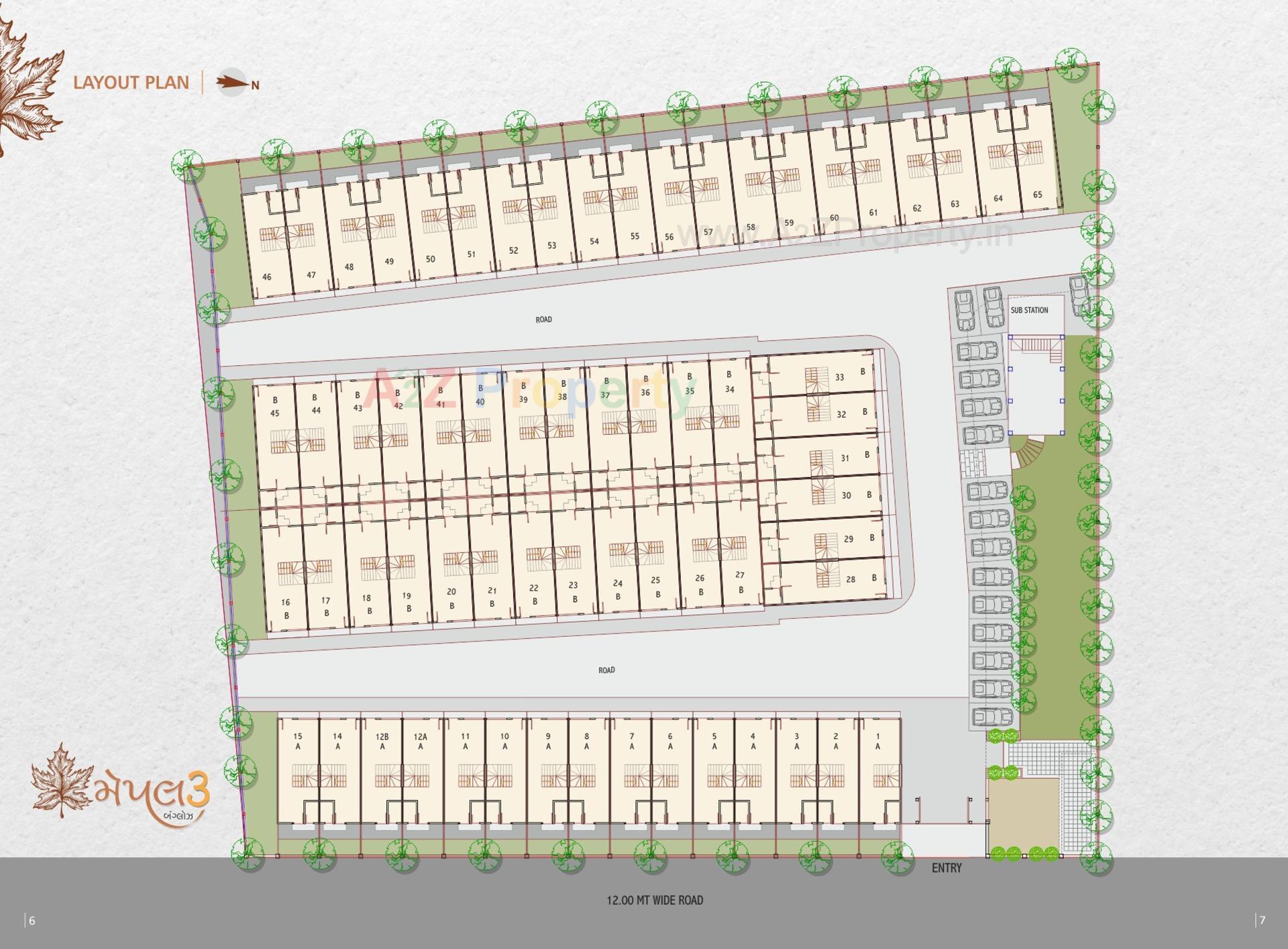 Layout of real estate project Maple Bunglows located at Lambha, Ahmedabad, Gujarat