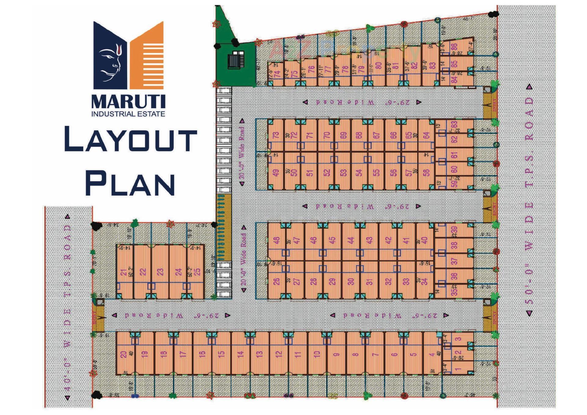Layout of real estate project Maruti Industrial Estate located at Hathijan, Ahmedabad, Gujarat