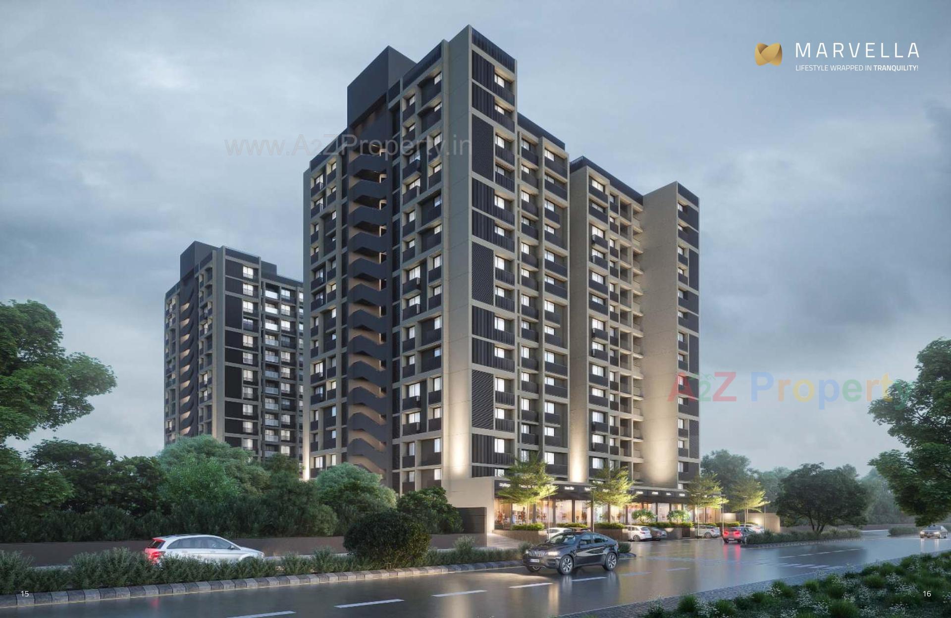 3D Elevation of real estate project Marvella located at Shela, Ahmedabad, Gujarat