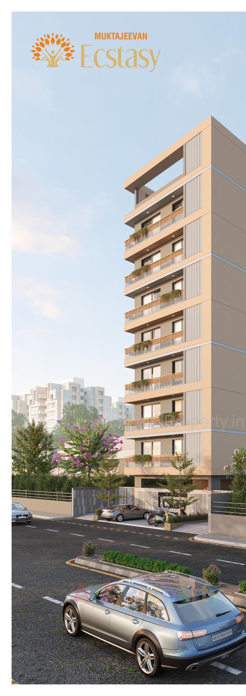 3D Elevation of real estate project Muktajeevan Ecstasy located at Vastrapur, Ahmedabad, Gujarat