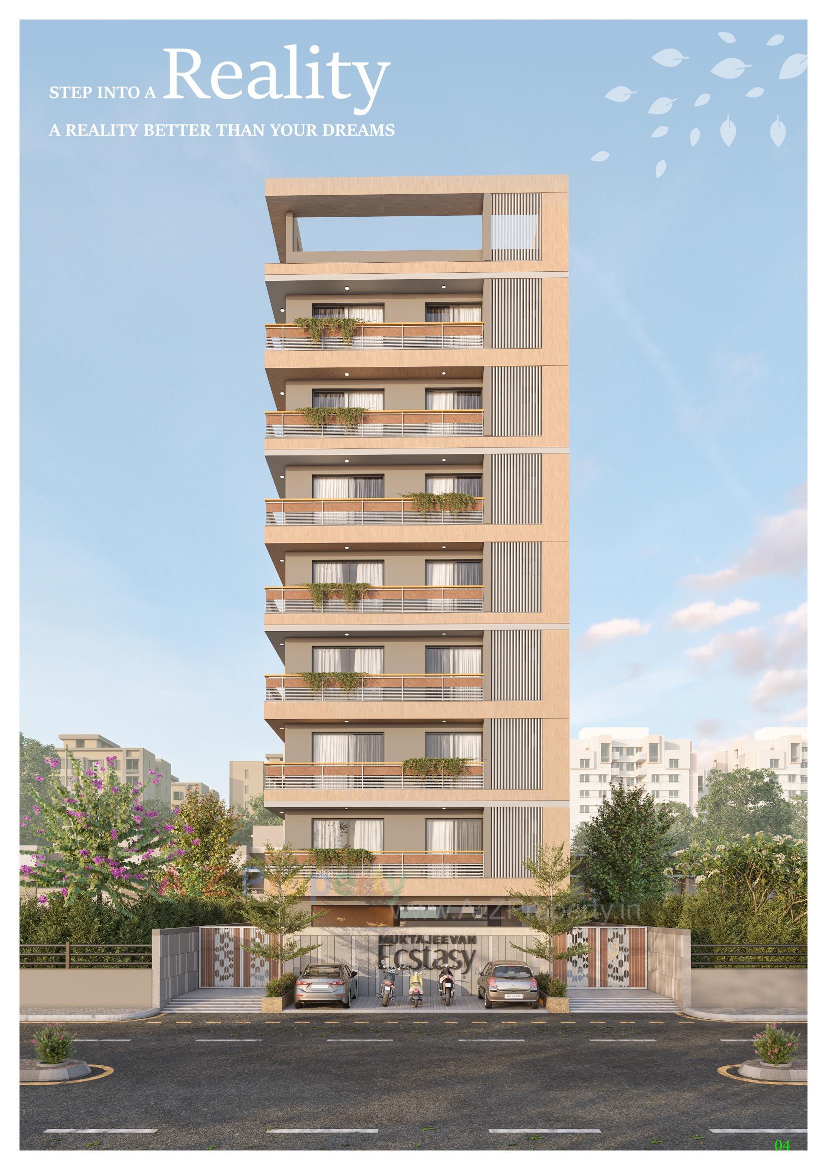 3D Elevation of real estate project Muktajeevan Ecstasy located at Vastrapur, Ahmedabad, Gujarat