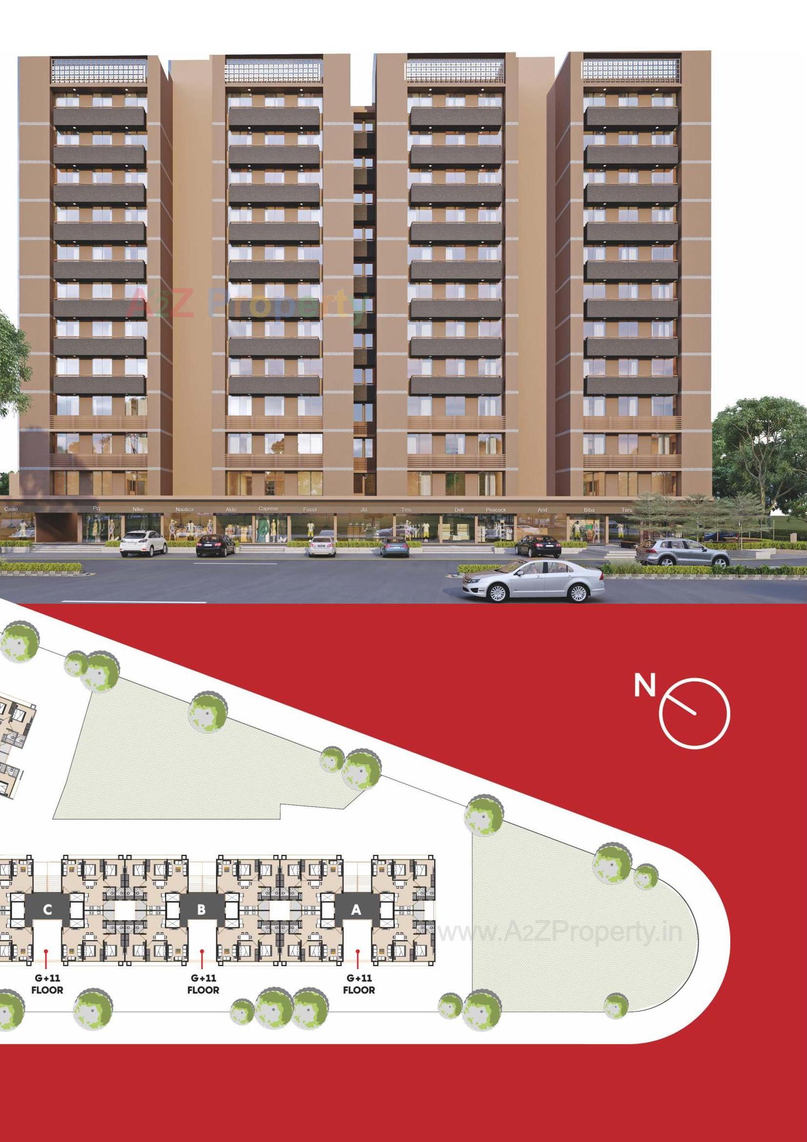3D Elevation of real estate project Navkar Heights located at Ognaj, Ahmedabad, Gujarat