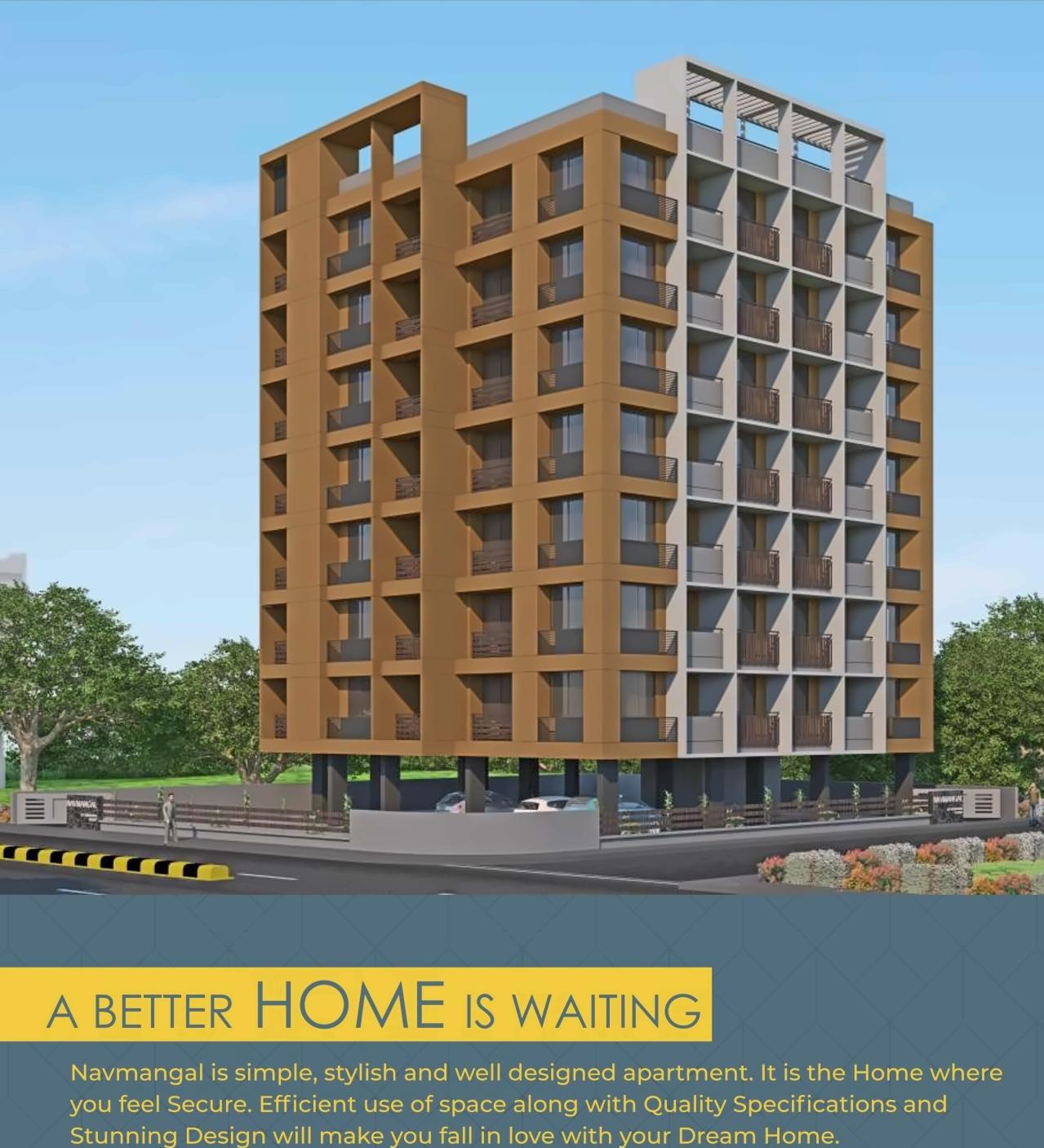3D Elevation of real estate project Navmangal Flat located at Vasna, Ahmedabad, Gujarat
