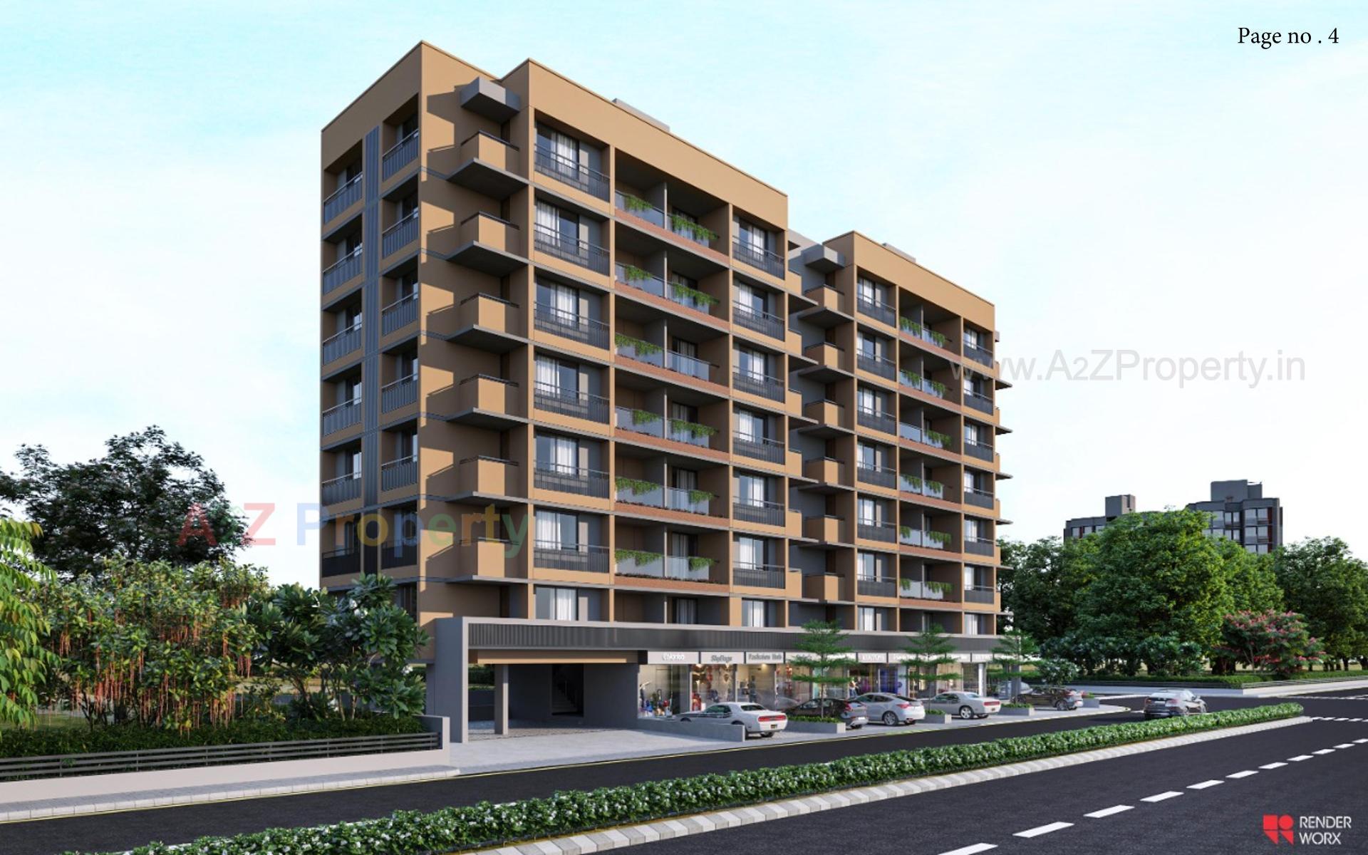 3D Elevation of real estate project Neelkanth Heights located at Tragad, Ahmedabad, Gujarat