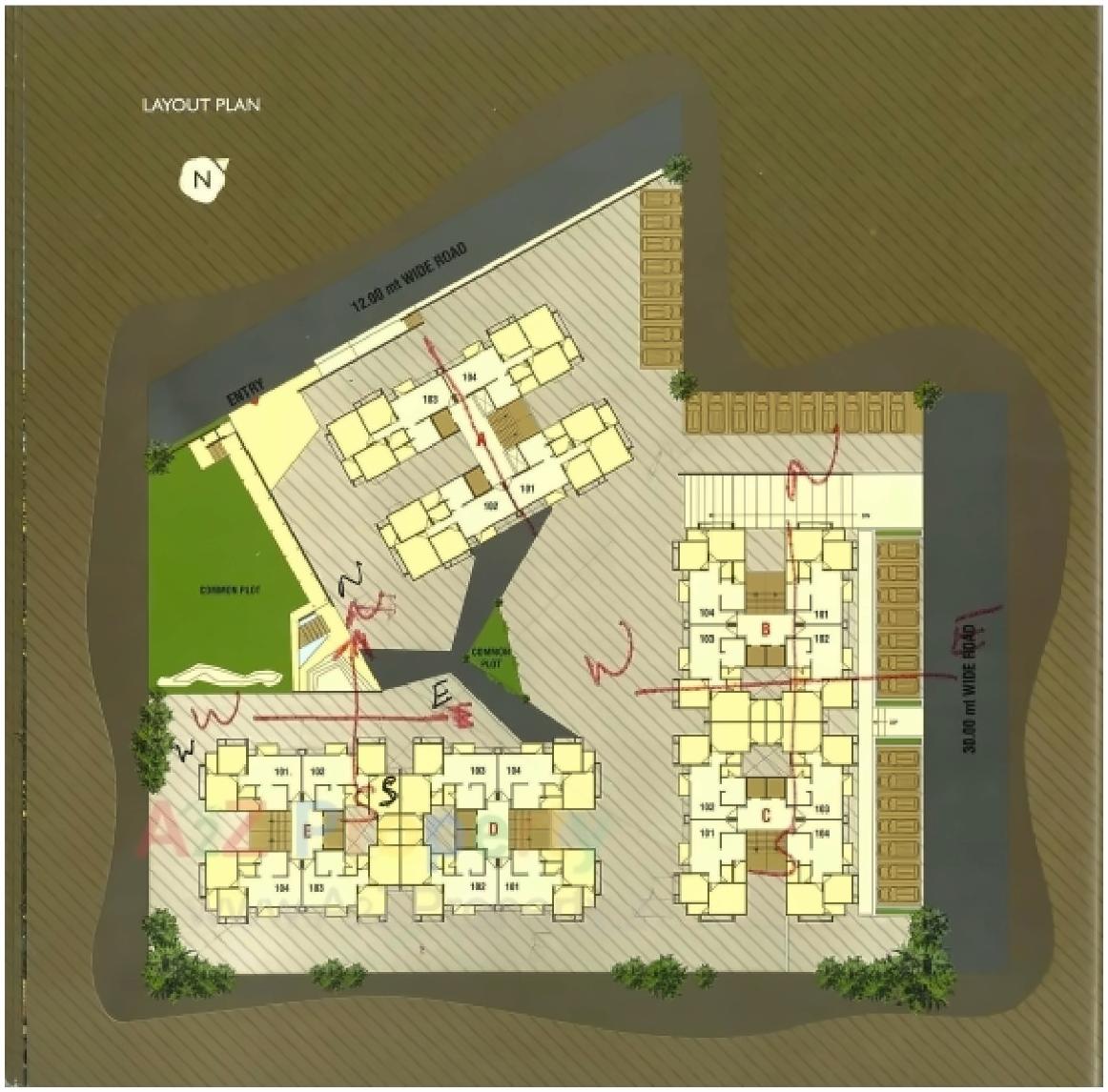 Layout of real estate project Nirman Rejoice located at Jagatpur, Ahmedabad, Gujarat