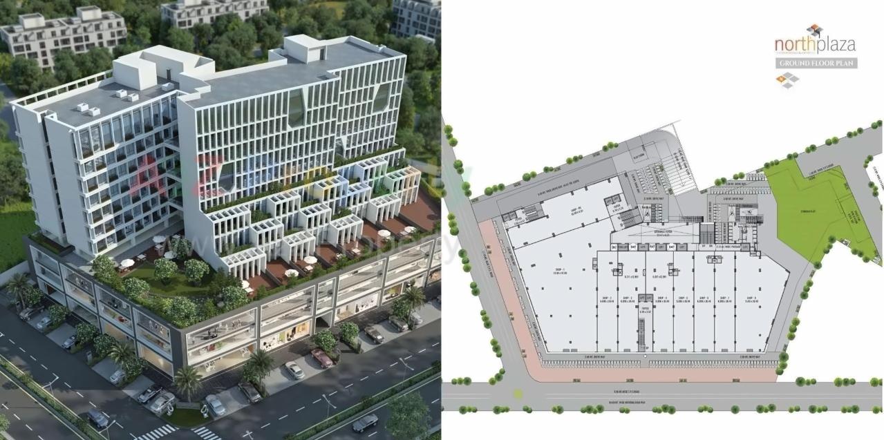3D Elevation of real estate project North Plaza located at Motera, Ahmedabad, Gujarat
