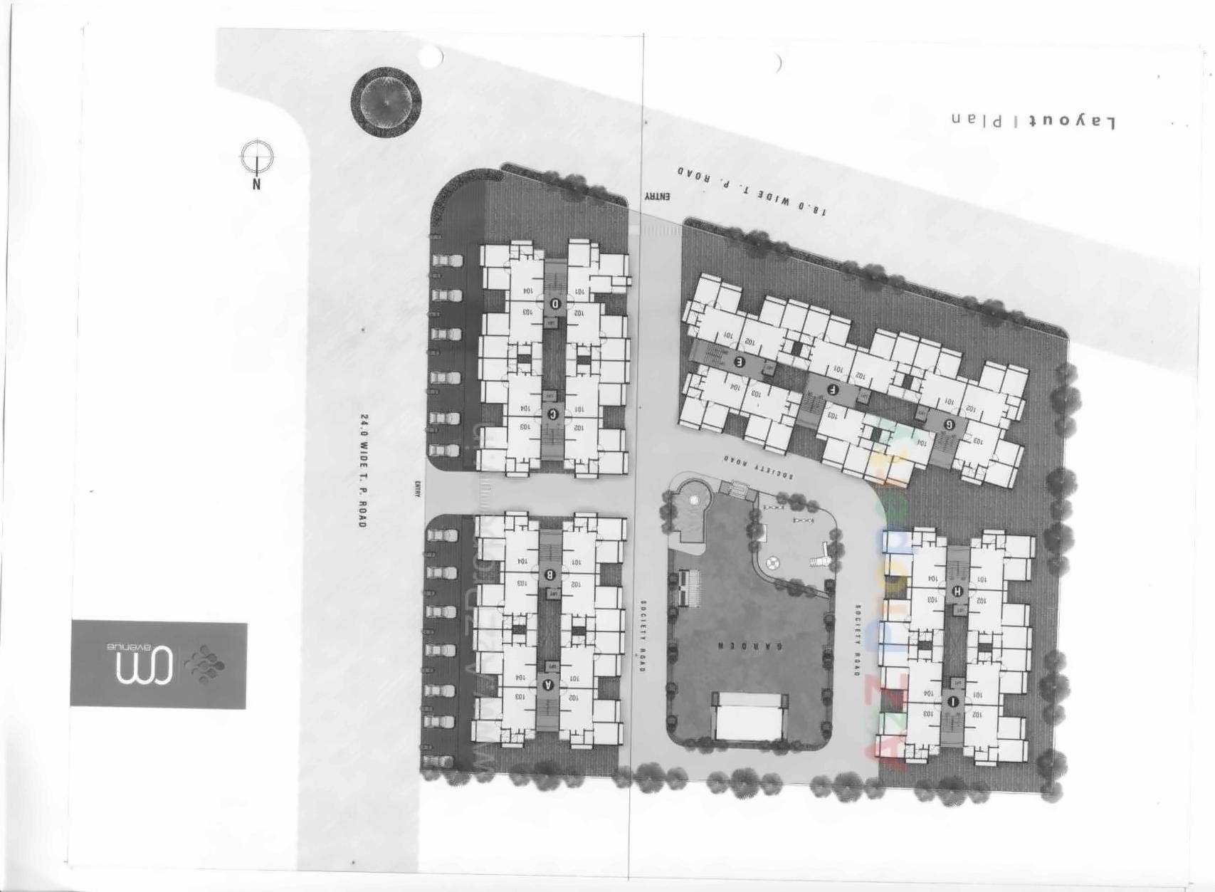 Layout of real estate project Om Avenue located at Sanand, Ahmedabad, Gujarat