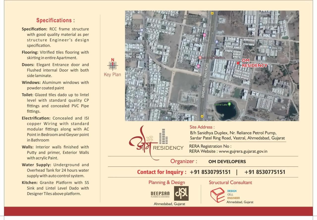  of real estate project Om Residency located at Vastral, Ahmedabad, Gujarat
