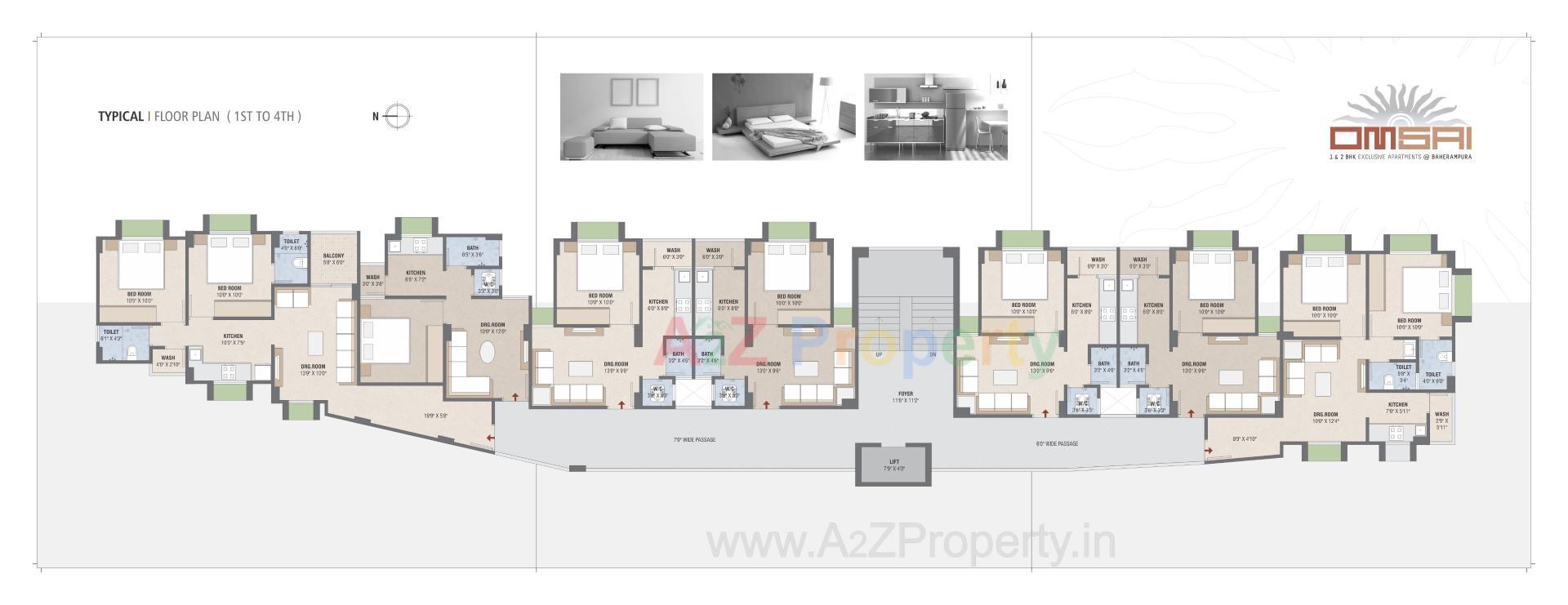 Layout of real estate project Om Sai Apartments located at Rampura, Ahmedabad, Gujarat
