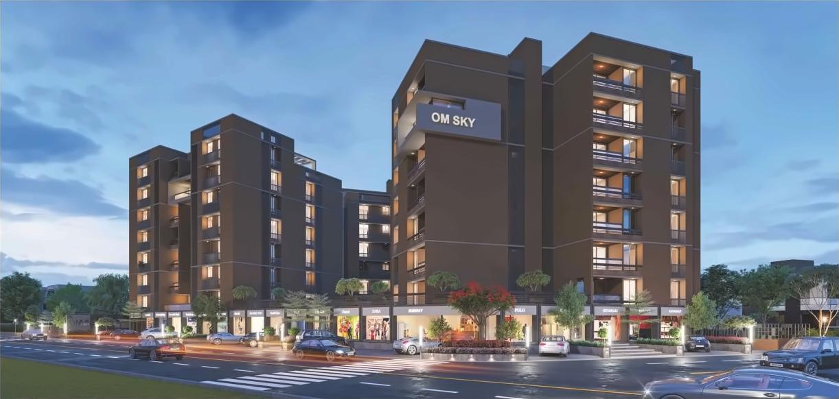 3D Elevation of real estate project Om Sky located at Thaltej, Ahmedabad, Gujarat