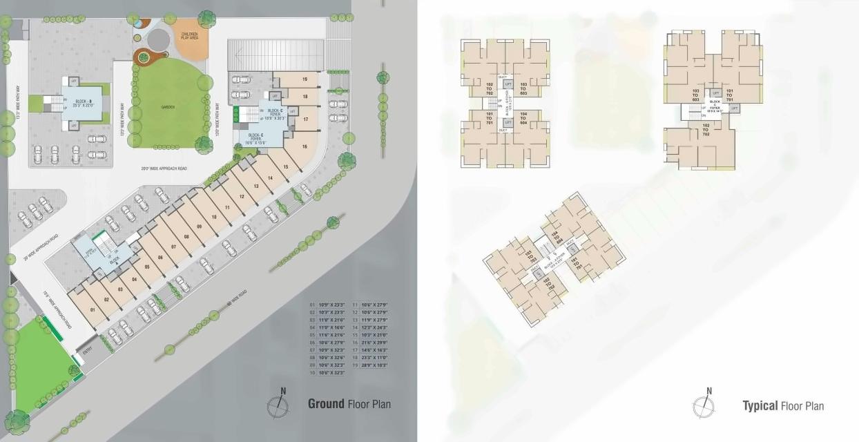 Layout of real estate project Om Sky located at Thaltej, Ahmedabad, Gujarat