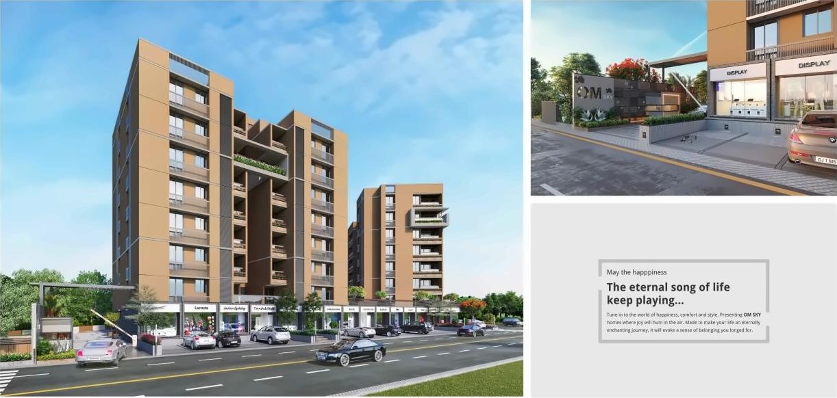3D Elevation of real estate project Om Sky located at Thaltej, Ahmedabad, Gujarat