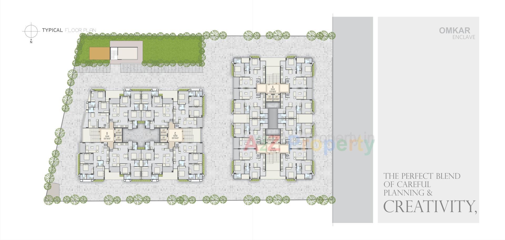Layout of real estate project Omkar Enclave located at Ranip, Ahmedabad, Gujarat