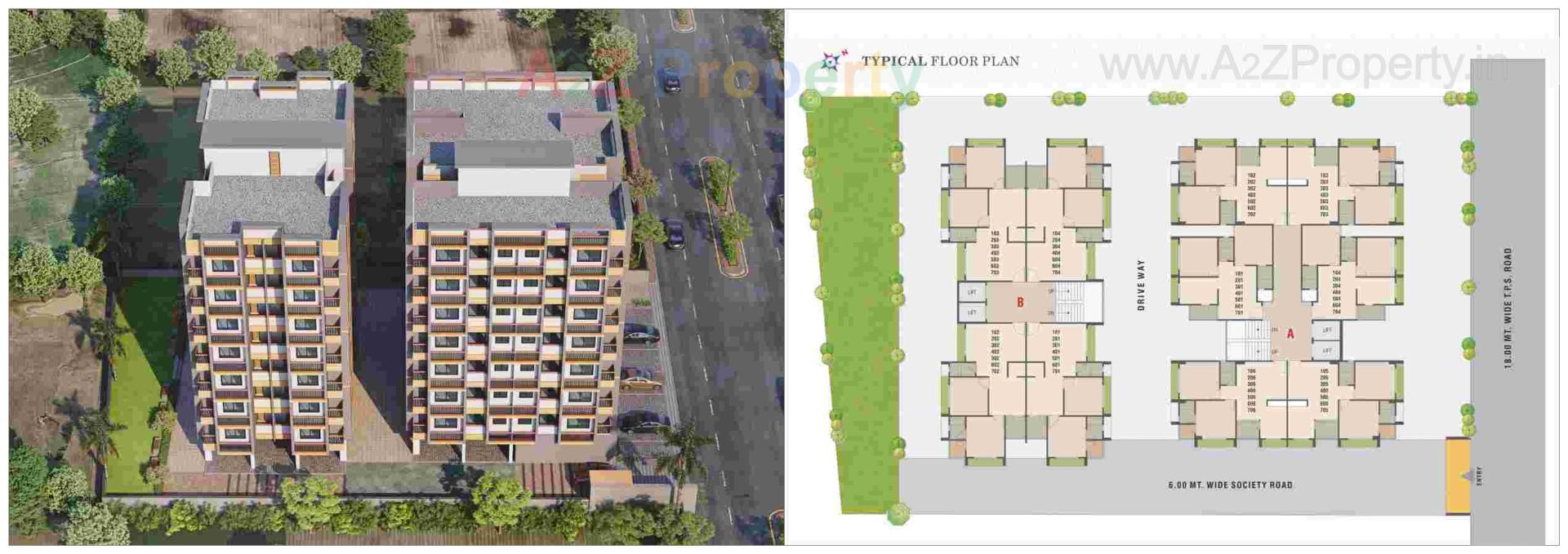 Layout of real estate project Omkar Residency located at Vinzol, Ahmedabad, Gujarat