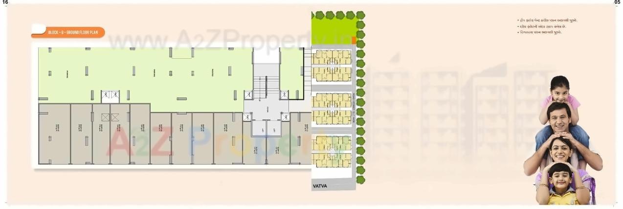 Layout of real estate project Omshanti Gold Plus located at Vatva, Ahmedabad, Gujarat