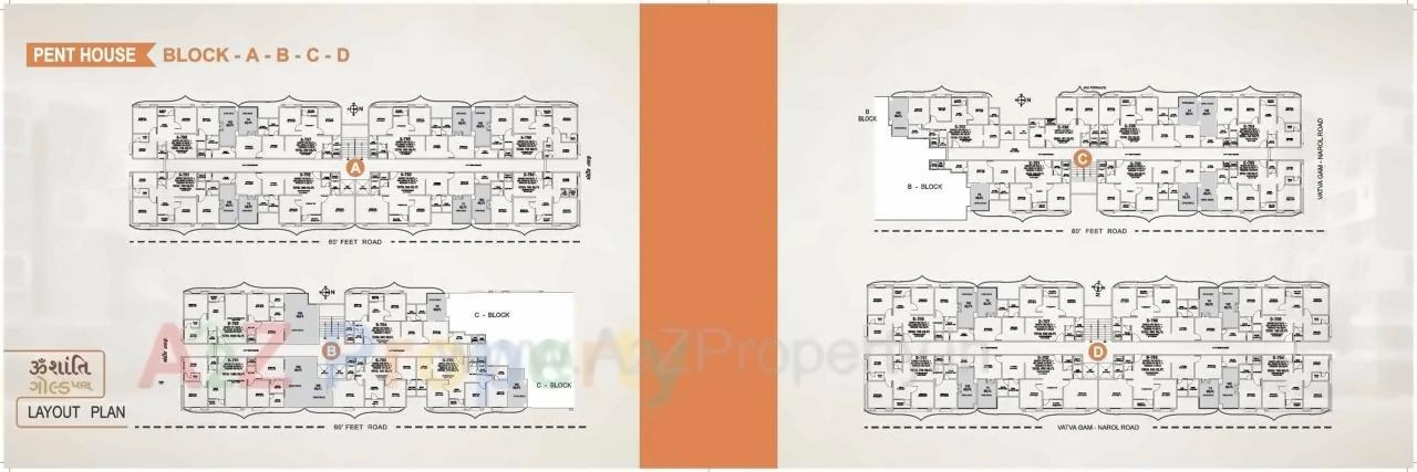 Layout of real estate project Omshanti Gold Plus located at City, Ahmedabad, Gujarat