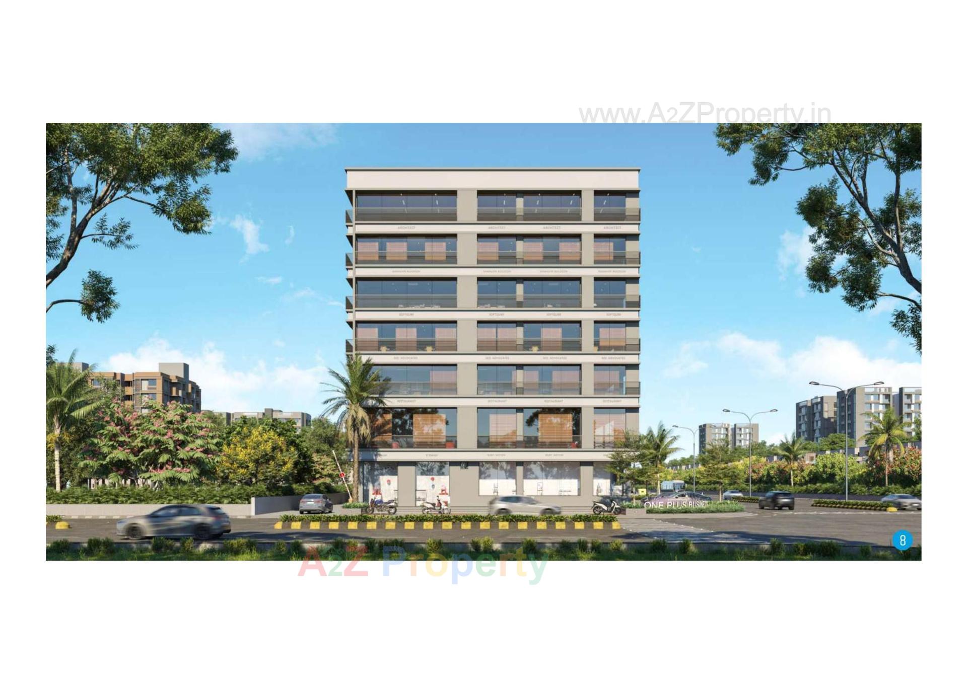 3D Elevation of real estate project One Plus Business Point located at Hanspura, Ahmedabad, Gujarat